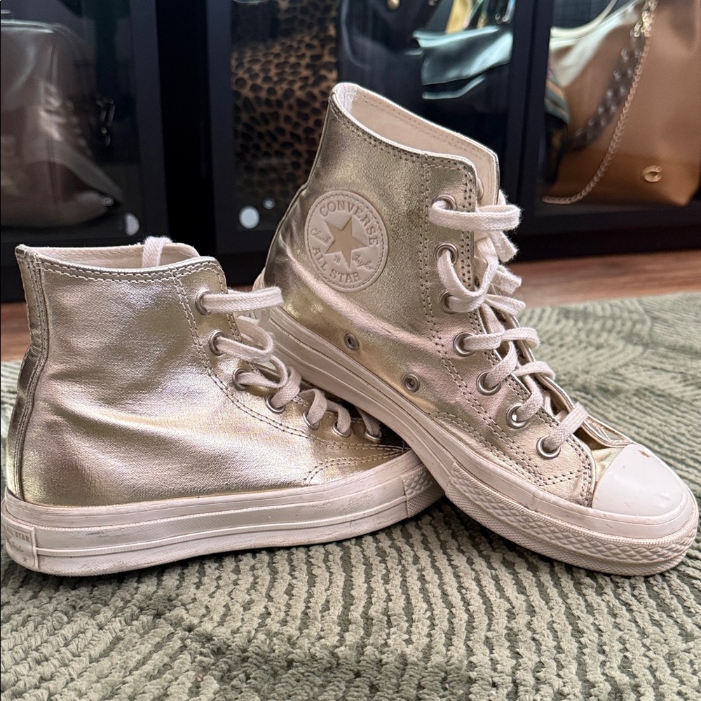 Converse Women's Metallic Gold High-Tops